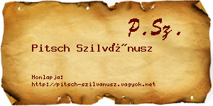 Pitsch Szilvánusz névjegykártya